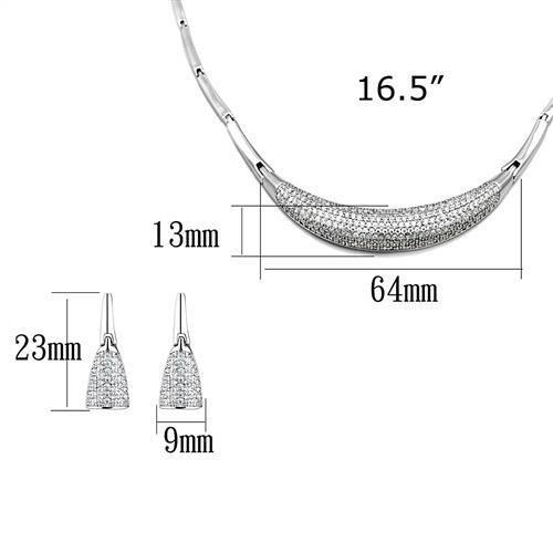 Parures de bijoux en laiton rhodié avec zircone