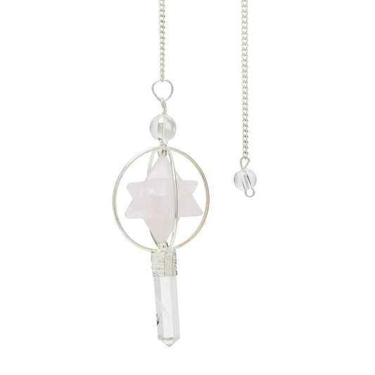 Pendule Merkabah en Quartz Rose