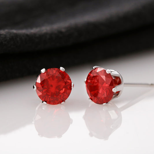 Boucles d'Oreilles Zircone Cubique Rouge