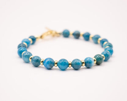 Bracelet en Apatite bleue et plaqué Or 18 et 24 carats