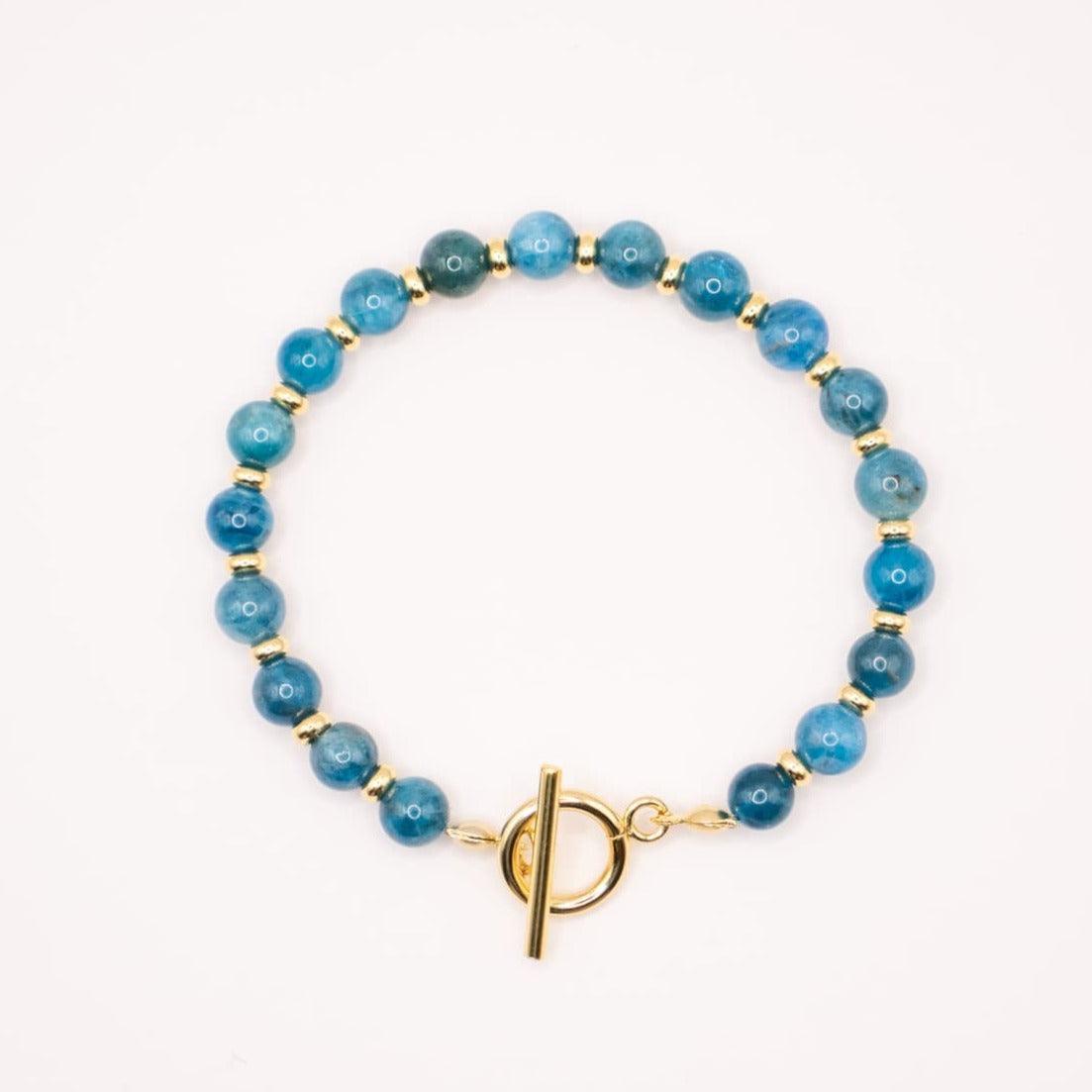 Bracelet en Apatite bleue et plaqué Or 18 et 24 carats