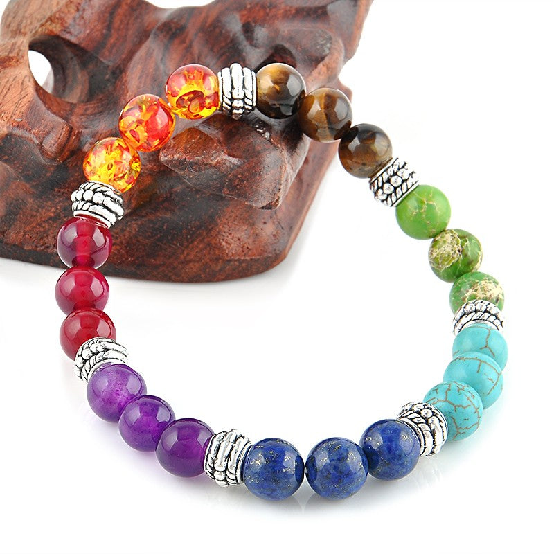 Bracelet de cristaux de guérison mixtes aux 7 couleurs des chakras