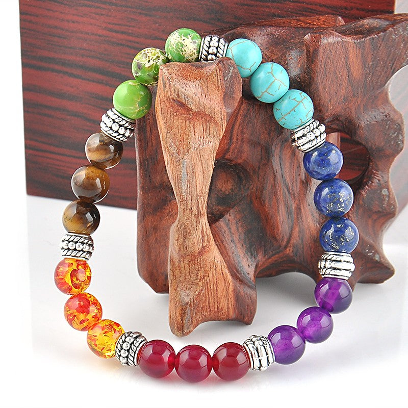 Bracelet de cristaux de guérison mixtes aux 7 couleurs des chakras