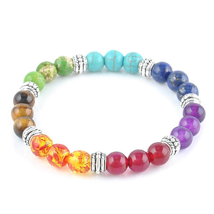 Bracelet de cristaux de guérison mixtes aux 7 couleurs des chakras