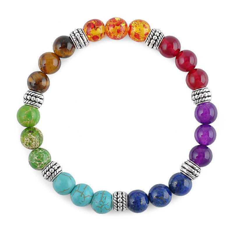 Bracelet de cristaux de guérison mixtes aux 7 couleurs des chakras