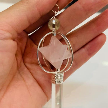 Pendule Merkabah en Quartz Rose